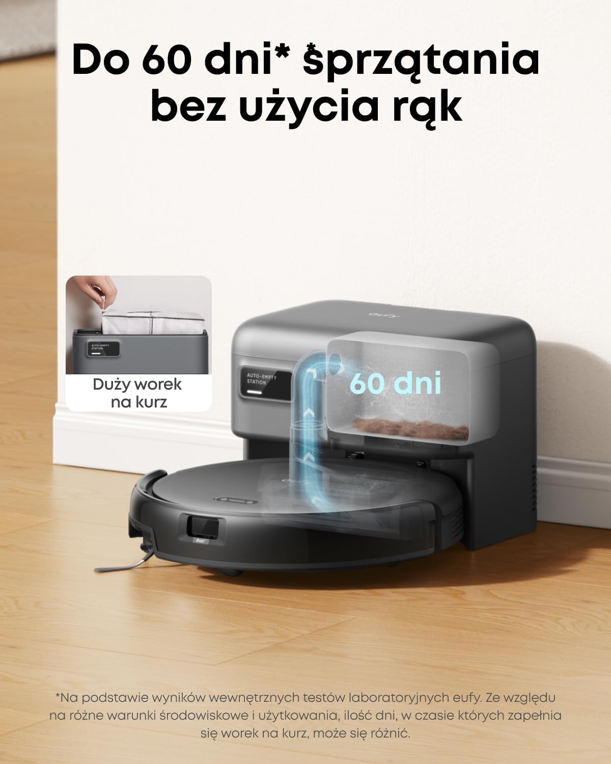 Odkurzacz automatyczny eufy C10 ze stacją ssącą, moc ssania 4000 Pa, zapobieganie wplątywaniu się włosów, 60 dni bez opróżniania, nawigacja laserowa iPath, do twardych podłóg i włosów, wysuwana prawa - Image 6