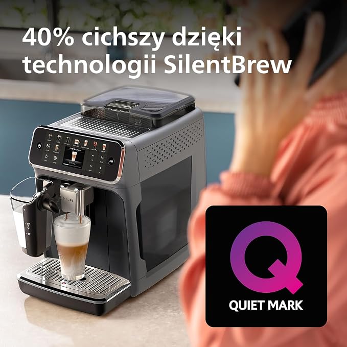 Philips w Pełni Automatyczny Ekspres do Kawy z Serii 5500-20 Kaw Gorących i Mrożonych, Szybki w Czyszczeniu System Mleczny LatteGo, Technologia SilentBrew, QuickStart, Szary (EP5544/50) - Image 7