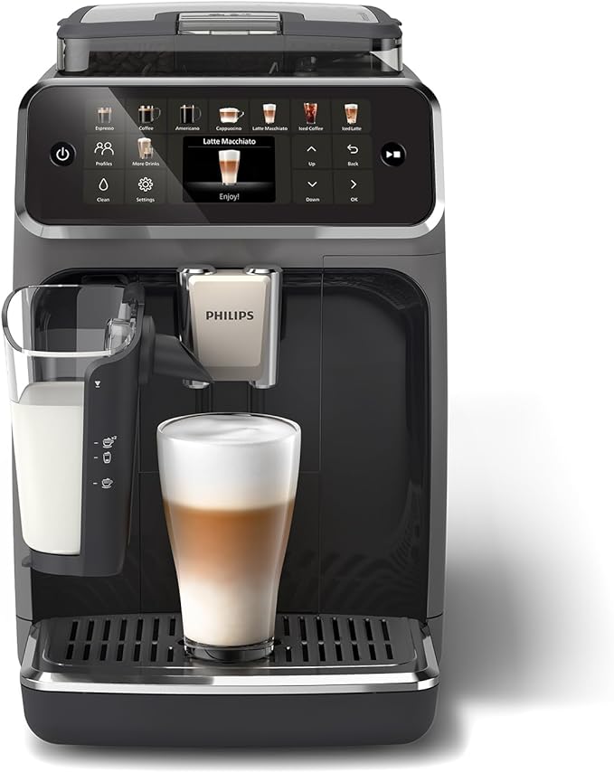 Philips w Pełni Automatyczny Ekspres do Kawy z Serii 5500-20 Kaw Gorących i Mrożonych, Szybki w Czyszczeniu System Mleczny LatteGo, Technologia SilentBrew, QuickStart, Szary (EP5544/50)