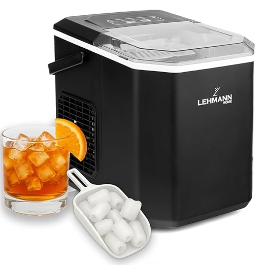 Lehmann Frosty – Kostkarka do Lodu 12kg/24h, Cicha, Kompaktowa, Automatyczne Czyszczenie, Regulacja Rozmiaru Kostek, Timer – Idealna do Domu i na Imprezy