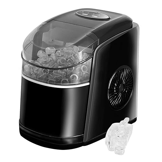 Kostkarka do lodu, zwycięzca testu, 12 kg, kostkarka do lodu, 6 min, czas produkcji Ice Cube Maker, cicha kostkarka do lodu z funkcją samoczyszczenia, czarna (wielokierunkowa) - Image 4