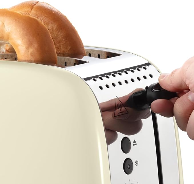 Russell Hobbs toster, na 2 kromki, bardzo szerokie szczeliny na tosty, nasadka do bułek, 6 ustawień opiekania, funkcja rozmrażania i Lift & Look, 1670W, stal nierdzewna, kremowy, Colors Plus 26551-56 - Image 5