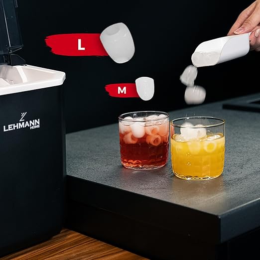 Lehmann Frosty – Kostkarka do Lodu 12kg/24h, Cicha, Kompaktowa, Automatyczne Czyszczenie, Regulacja Rozmiaru Kostek, Timer – Idealna do Domu i na Imprezy - Image 4