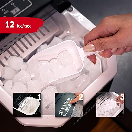 Lehmann Frosty – Kostkarka do Lodu 12kg/24h, Cicha, Kompaktowa, Automatyczne Czyszczenie, Regulacja Rozmiaru Kostek, Timer – Idealna do Domu i na Imprezy - Image 6